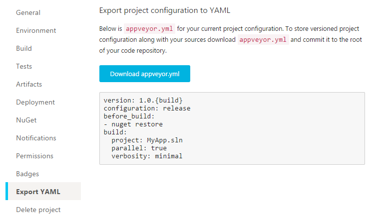 Export YAML