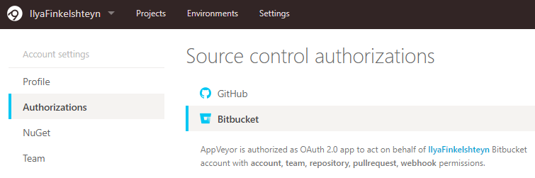 Bitbucket OAuth user